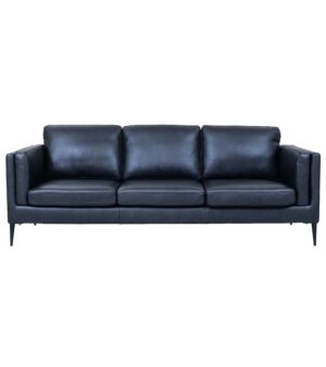 Valencia 3 pers. sofa - sort semianilin læder og sort metal