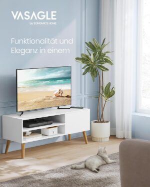 VASAGLE tv-skab Lowboard tv-skab til tv op til 55 tommer 120 cm lang tv-stander til stue Industrielt design Hvid LTV120T46
