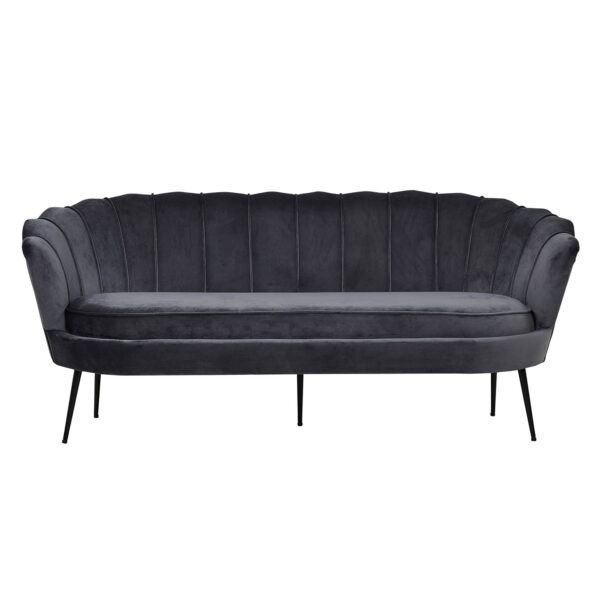 VENTURE DESIGN Calais 3 personers sofa - mørkegrå velour og sort metal