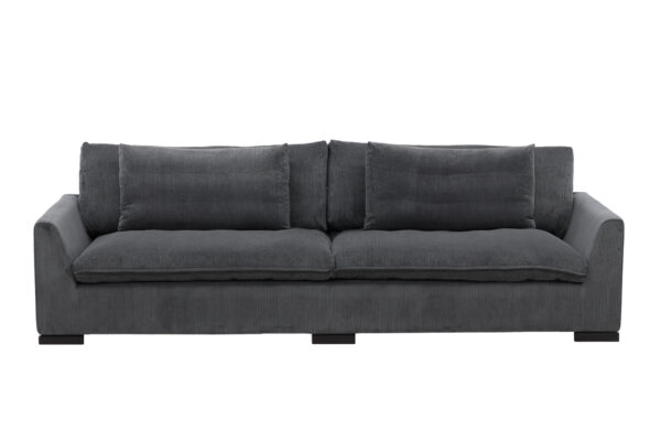 VENTURE DESIGN Durham 3 pers. sofa - mørkegrå fløjl og fyrretræ