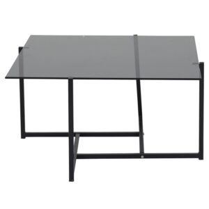 VENTURE DESIGN Hybrid sofabord - grå glas og sort jern (80x80)