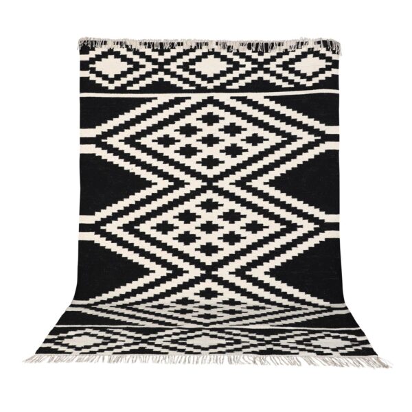 VENTURE DESIGN Indari gulvtæppe - hvid og sort uld og bomuld (170x240)
