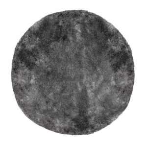 VENTURE DESIGN Shiva Shaggy gulvtæppe - grå polyester og bomuld (Ø200)