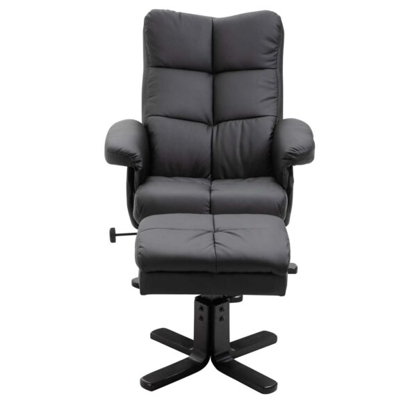 VENTURE DESIGN Sven recliner lænestol m. fodskammel - sort Pu og metal