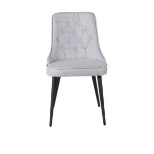 VENTURE DESIGN Velvet Deluxe spisebordsstol - lysegrå polyester og sort metal