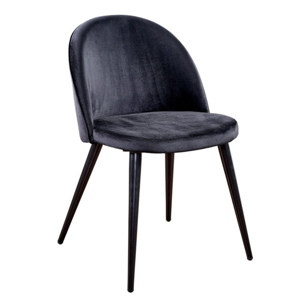 VENTURE DESIGN Velvet spisebordsstol - sort velour og sort metal