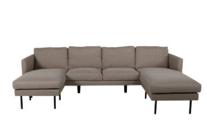 VENTURE DESIGN Zoom U-sofa - brun polyester og sort stål