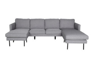 VENTURE DESIGN Zoom U-sofa - grå polyester og og sort stål