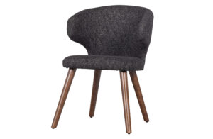 Vtwonen Cape Spisebordsstol - Sort Melange Polyester Og Mørkebrun Træ -> Bredt sortiment til rådighed