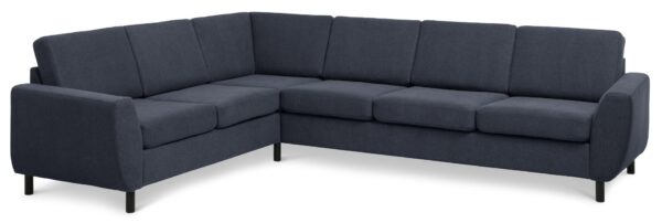 Wendy set 7 corner hjørnesofa - blå polyester stof og sort træ