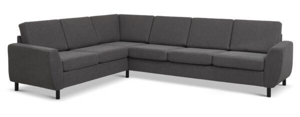 Wendy set 7 corner hjørnesofa - antracitgrå polyester stof og sort træ