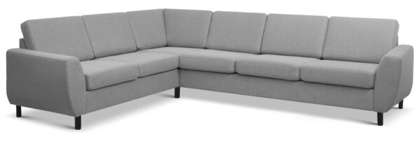 Wendy set 7 corner hjørnesofa - grå polyester stof og sort træ