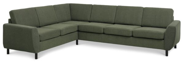 Wendy set 7 corner hjørnesofa - vinter mosgrøn polyester stof og sort træ