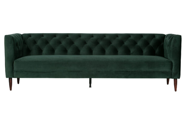 Woood Nisa 3 Pers. Sofa - Mørkegrøn Polyester Fløjl Og Sort Metal -> Eksklusive tilbud